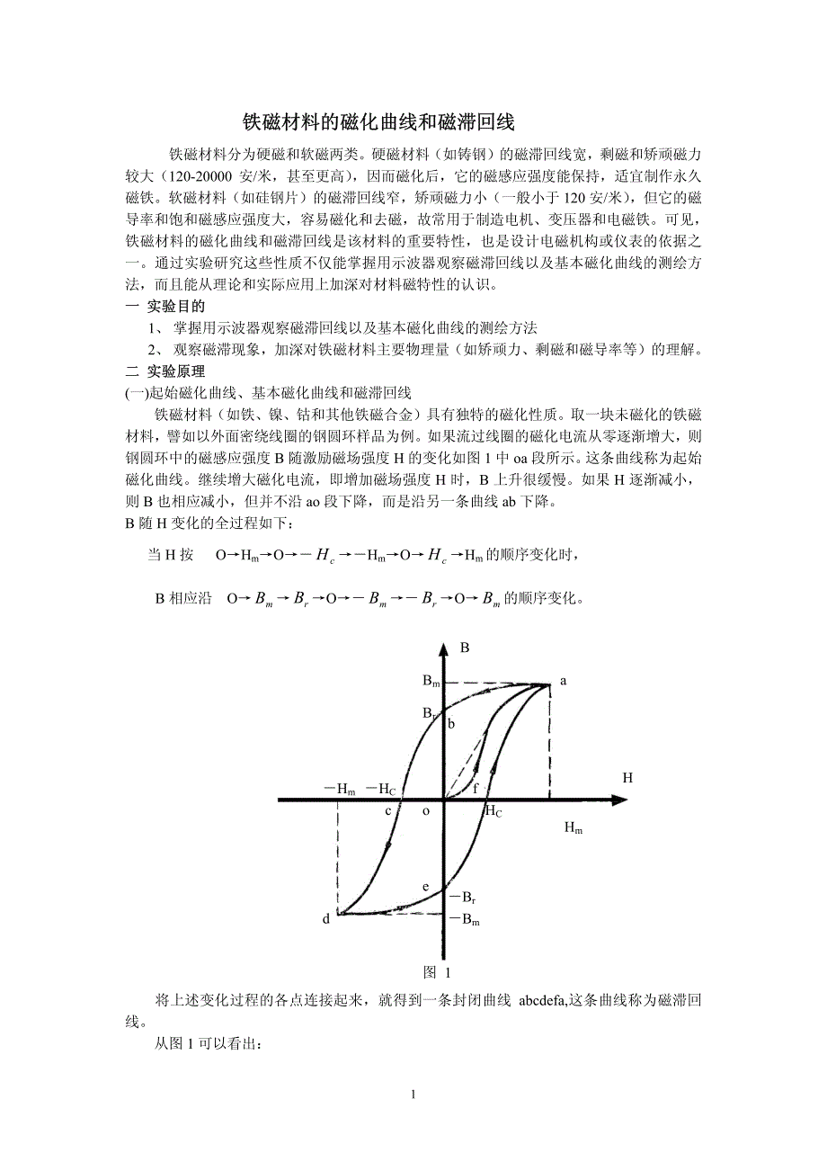 铁磁材料的磁化曲线和磁滞回线_第1页