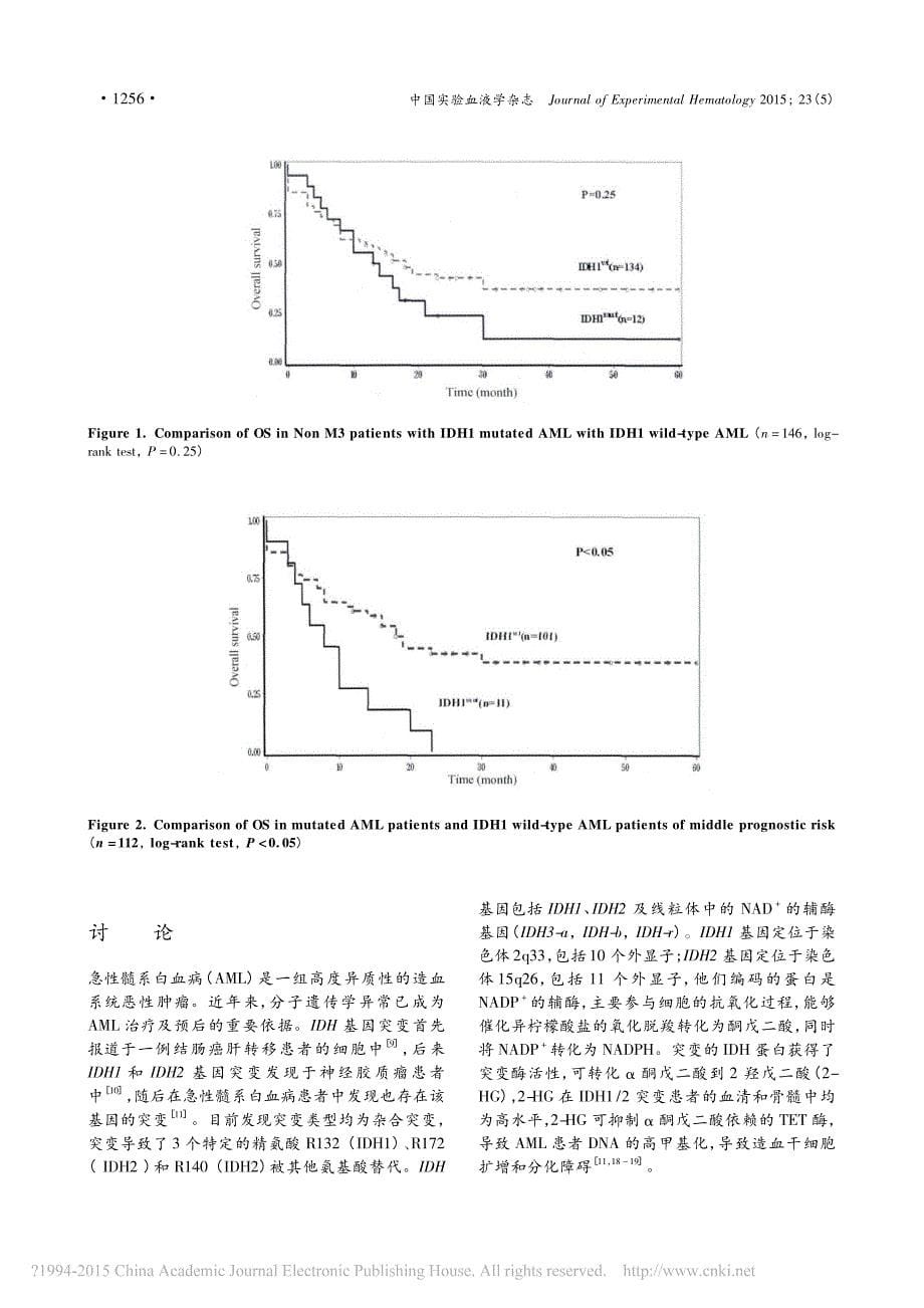 急性髓系白血病患者IDH1基因突变及其临床意义_魏计锋_第5页
