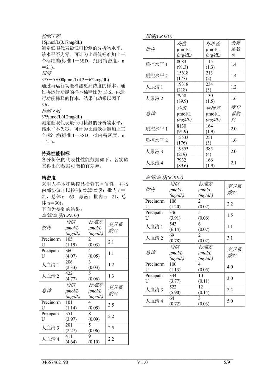 Roche P模块  肌酐(苦味酸)说明书_第5页