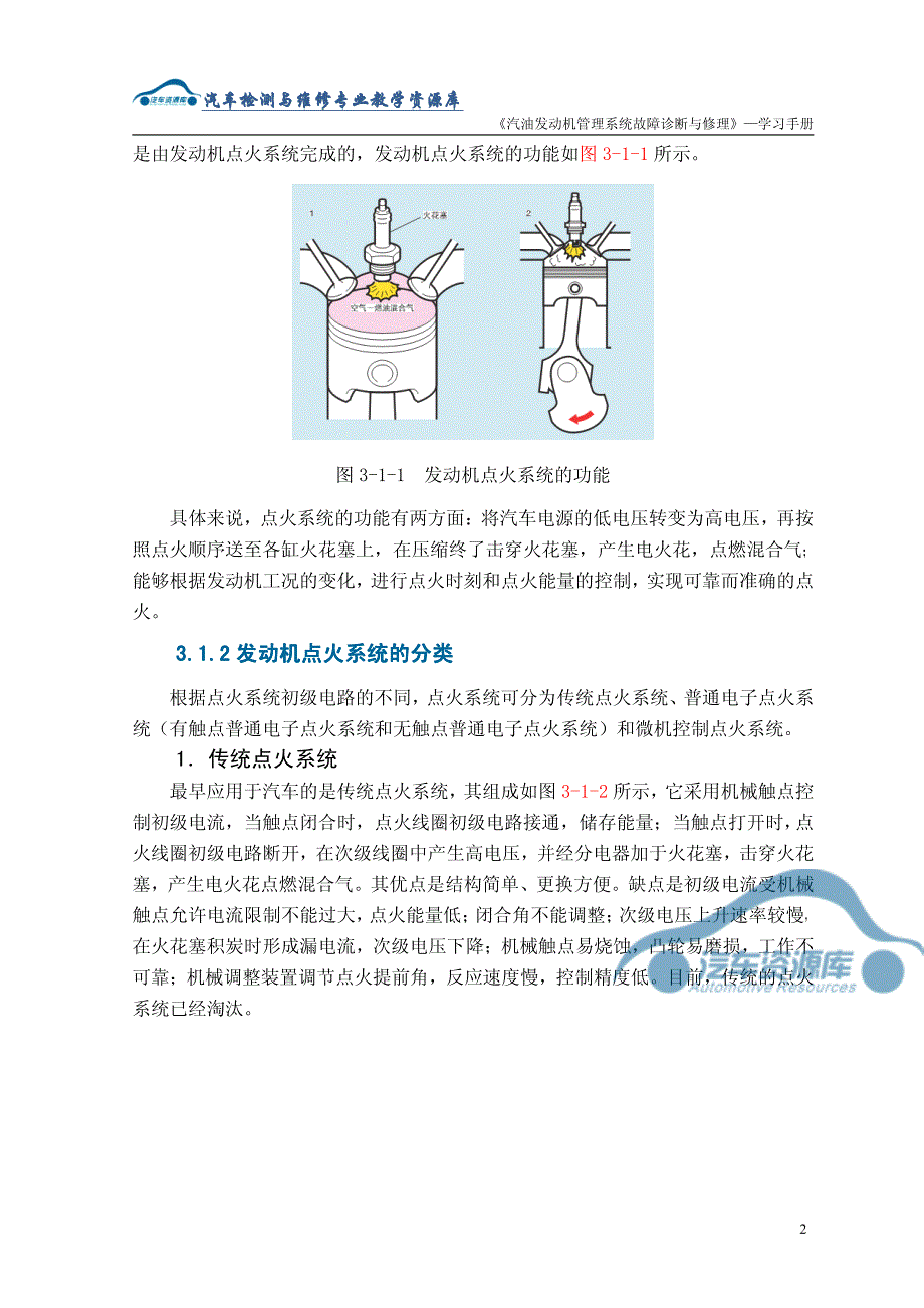 《发动机点火系统的认识》学习手册_第2页