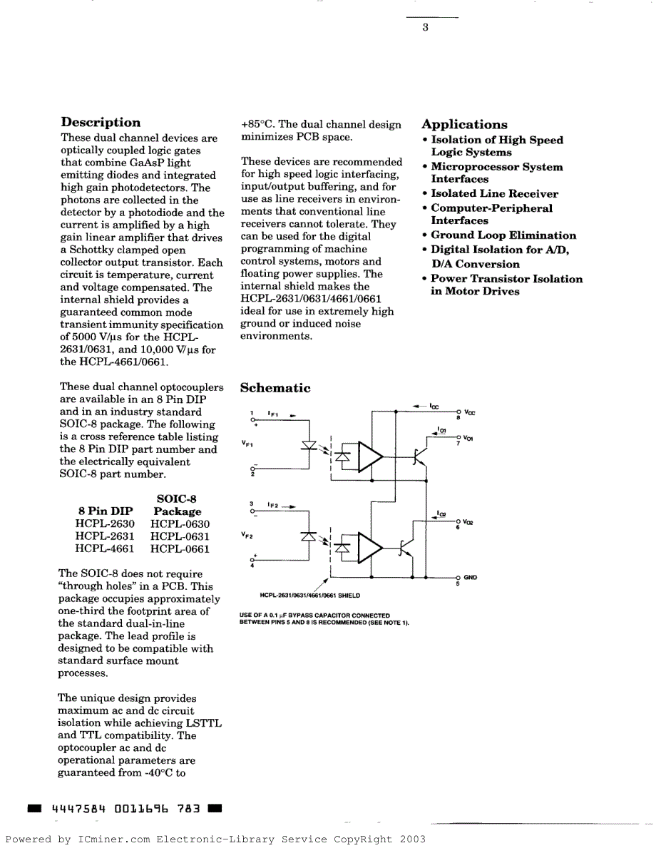 HCPL2630 双通道逻辑输出光电耦合器_第3页