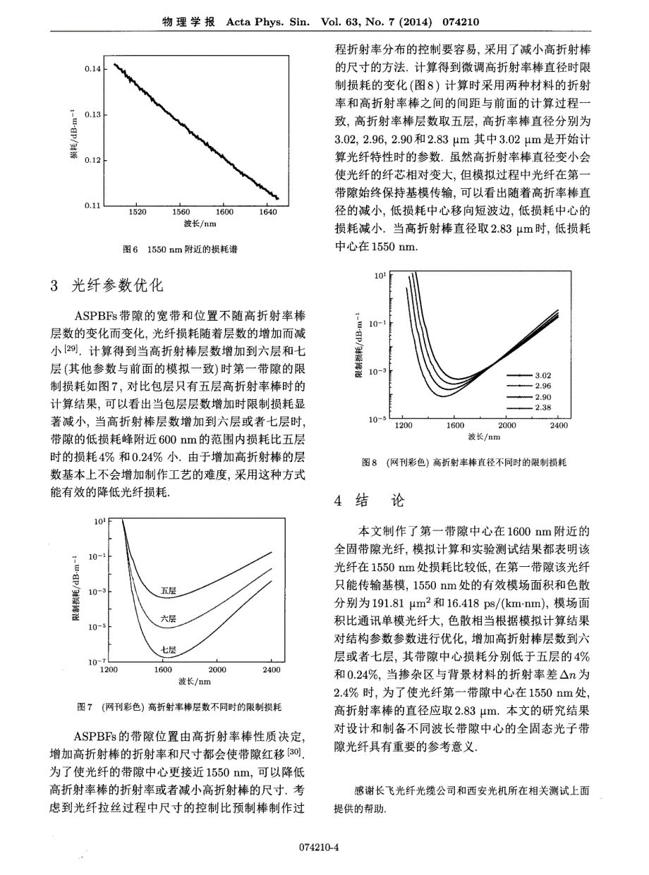 1550nm低损耗单模全固态光子带隙光纤研究_第4页