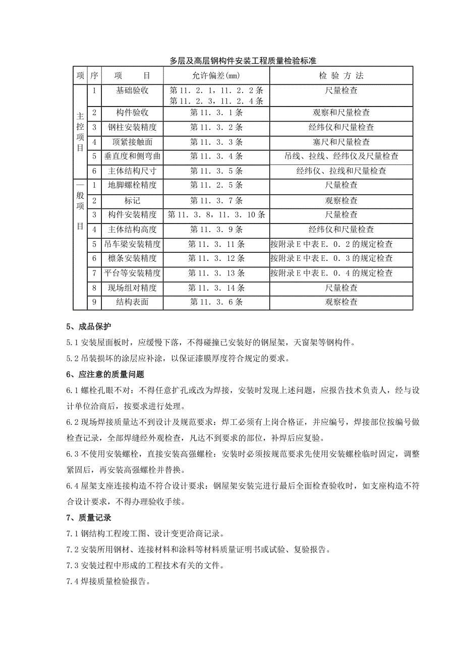 钢屋架安装分项工程质量管理_第5页