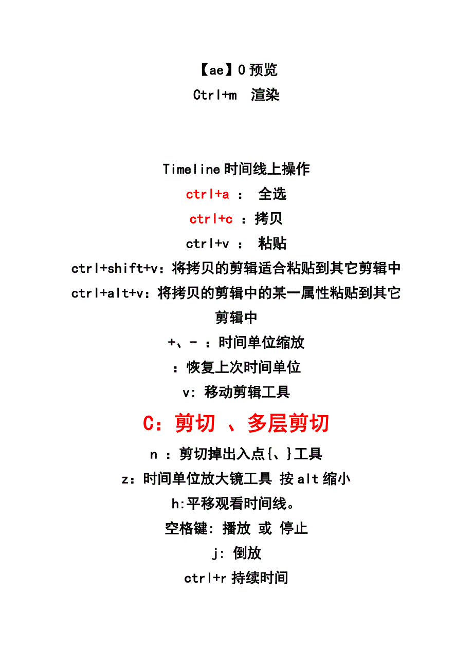 【PR】常用快捷键_第1页