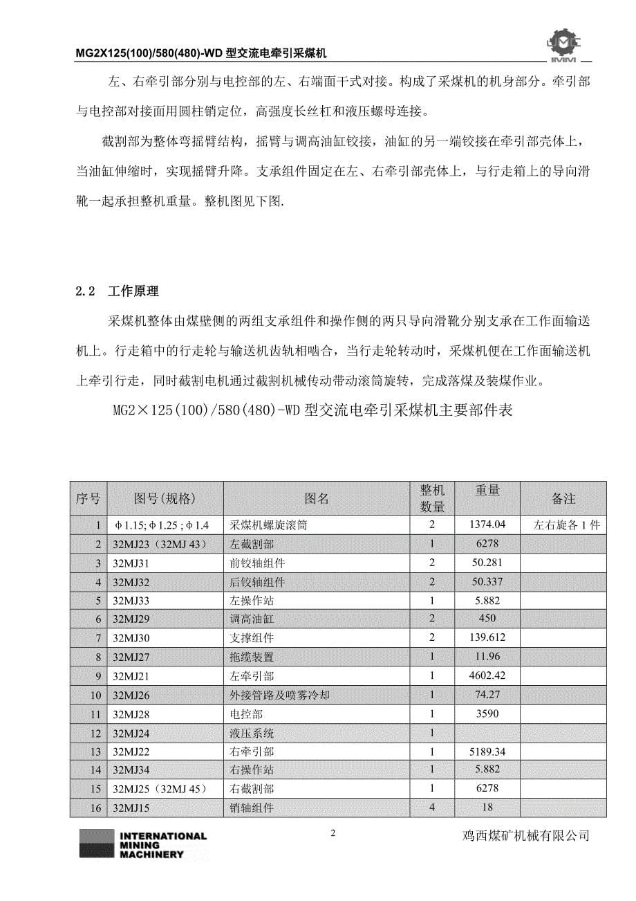 MG2125 580型采煤机说明书_第5页