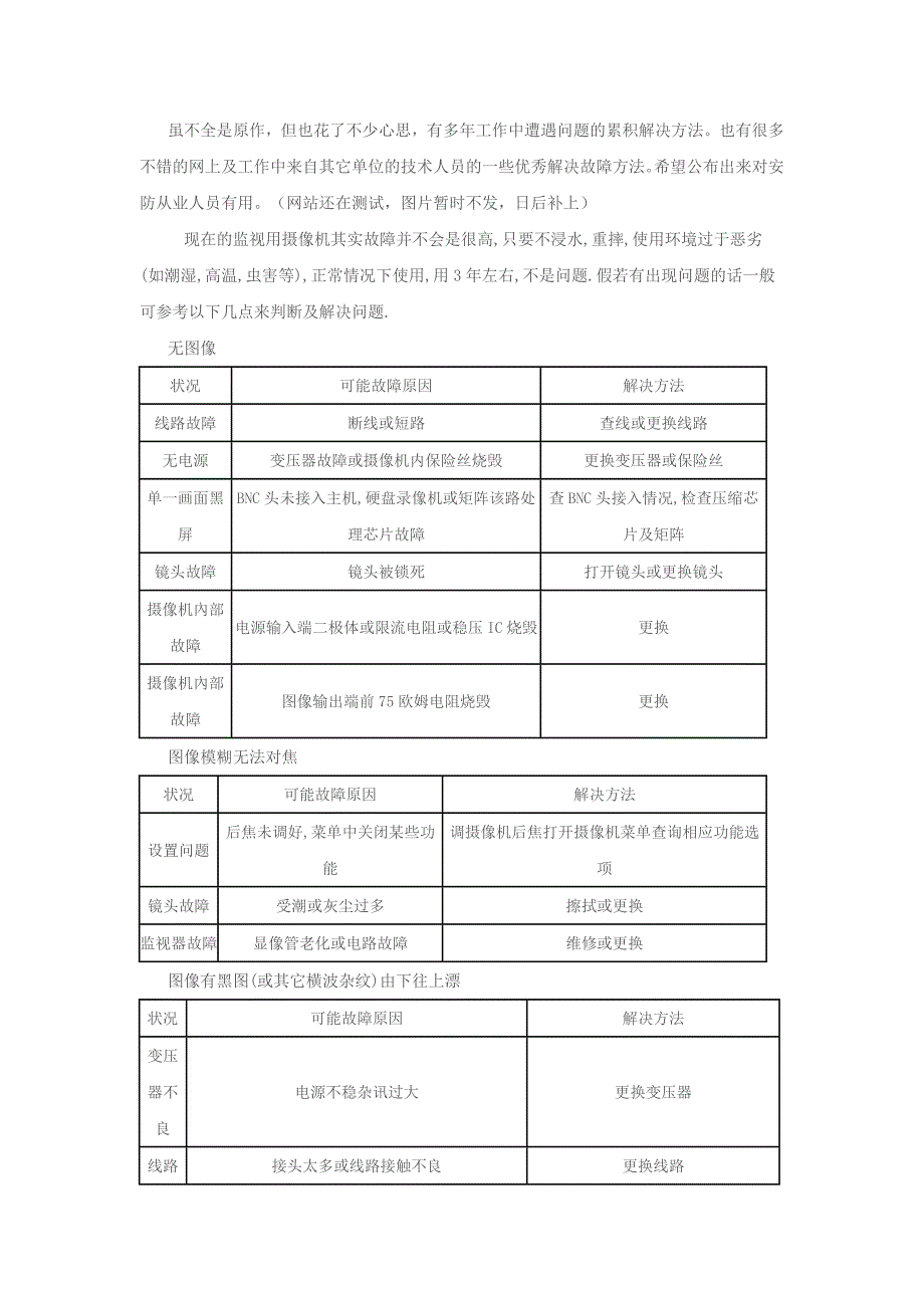 监控用摄像机故障简易判断_第1页