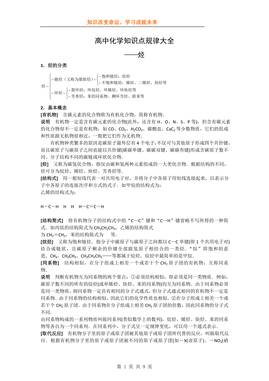 【化学】高中知识点规律大全(11)——《烃》_第1页