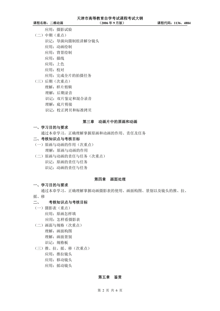 课程名称：二维动画(二维动画实践) 课程编号： 4509 4510_第2页