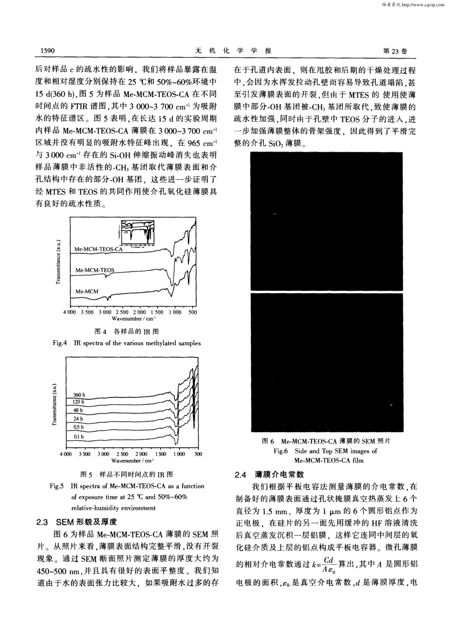 超低介电常数介孔氧化硅薄膜的制备及其表征_第4页