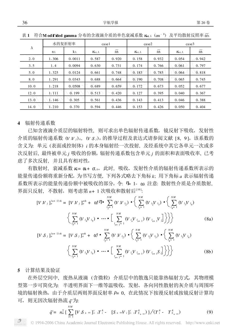 空间辐射散热器含液滴介质的辐射特性和辐射传热_第5页