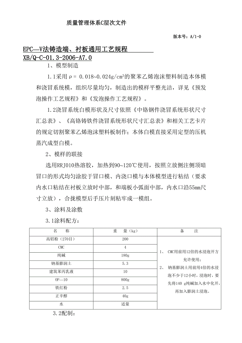 EPC—V法铸造端、衬板通用工艺规程_第1页