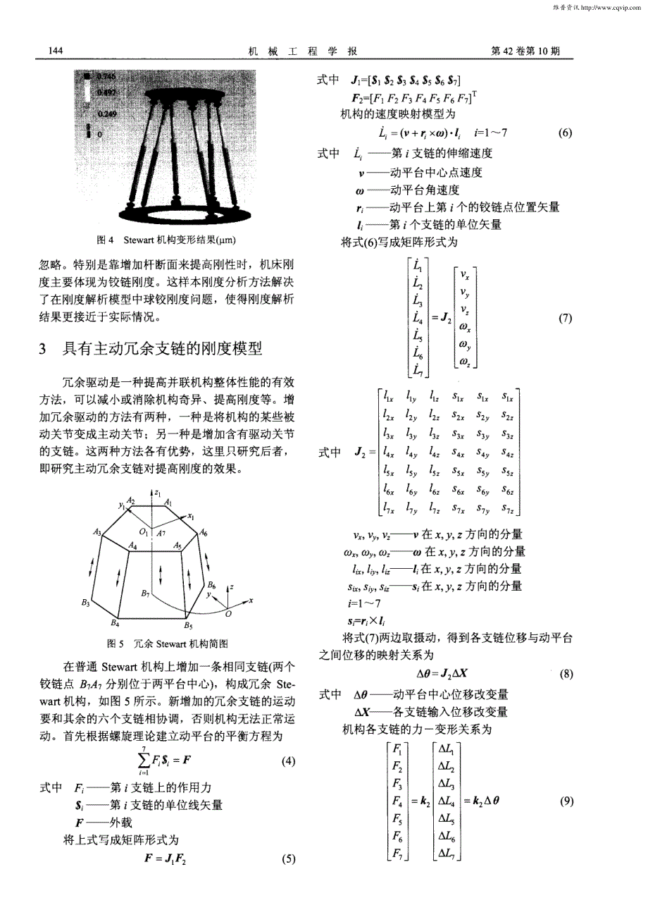 球铰刚度计算模型及靠冗余支链实现并联机床刚度的改善_第3页