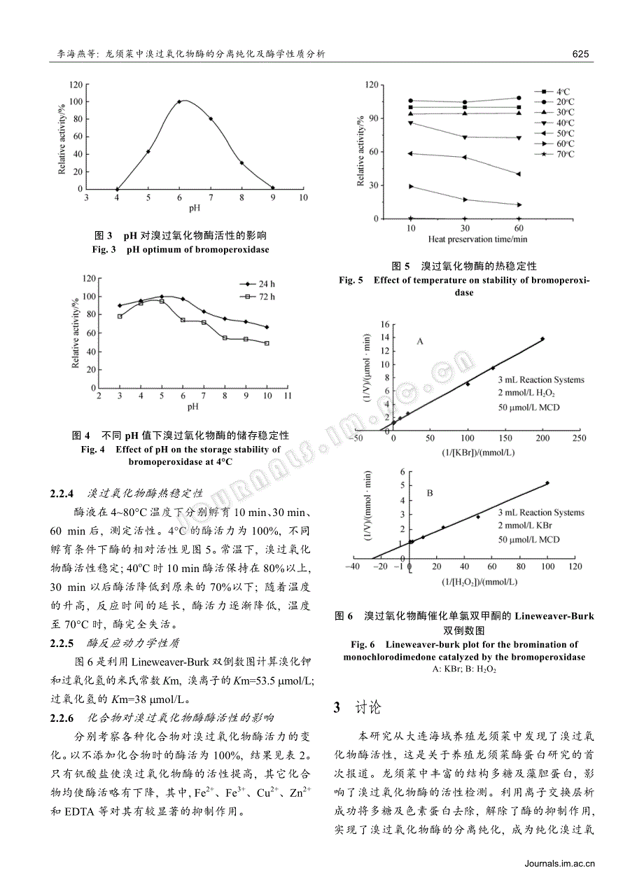 龙须菜中溴过氧化物酶的分离纯化及酶学性质分析_第4页