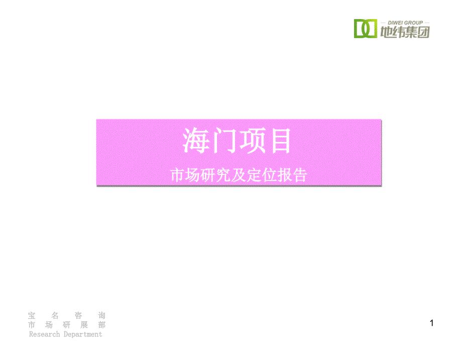 2008年6月江苏海门地产项目市场研究及定位报告