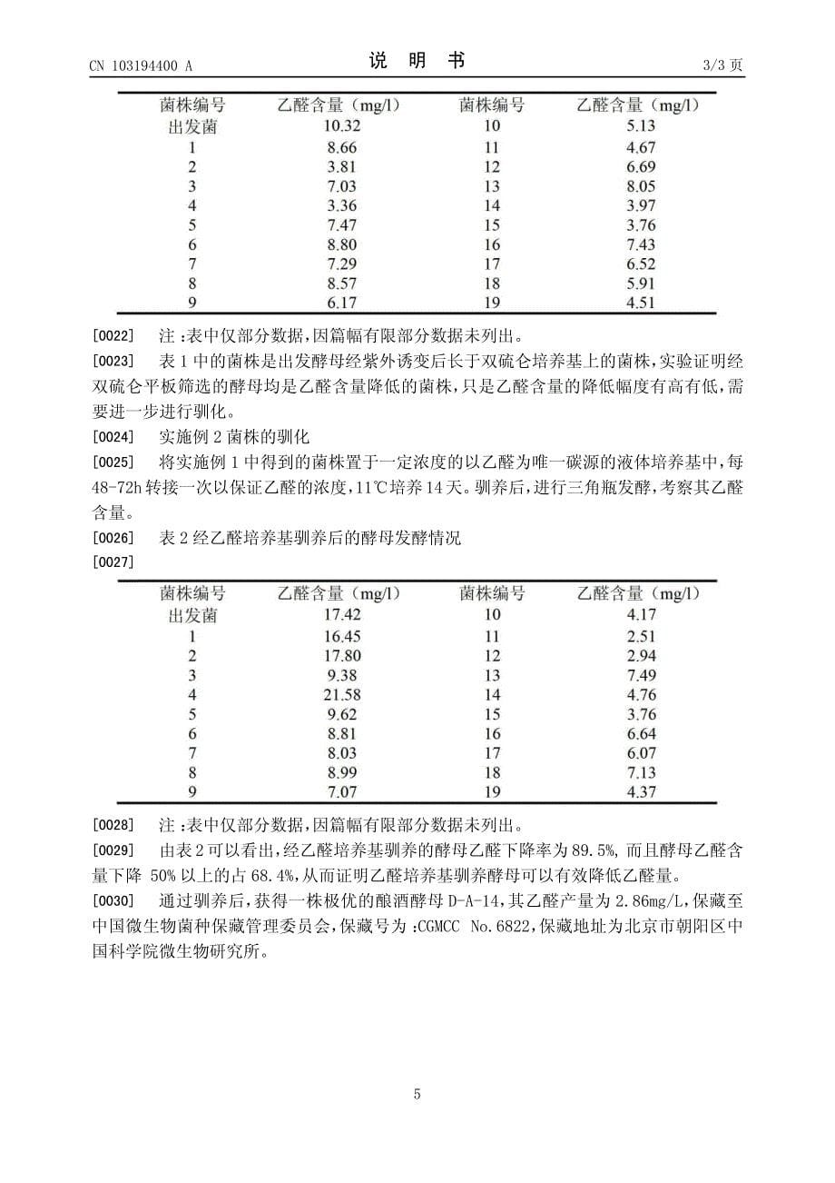 CN201310100330.3A 一种低产乙醛啤酒酵母及其驯养方法 1-5_第5页