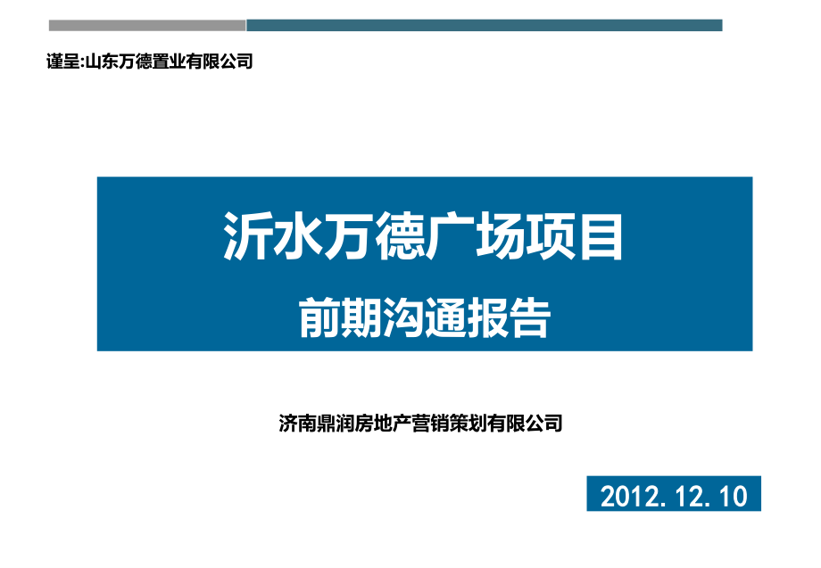 2012年12月10日临沂沂水万德广场项目前期沟通报告102p_第1页