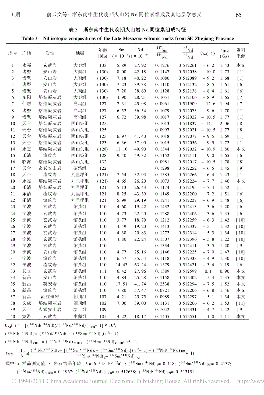 浙东南中生代晚期火山岩Nd同位素组成及其地层学意义_俞云文_第4页