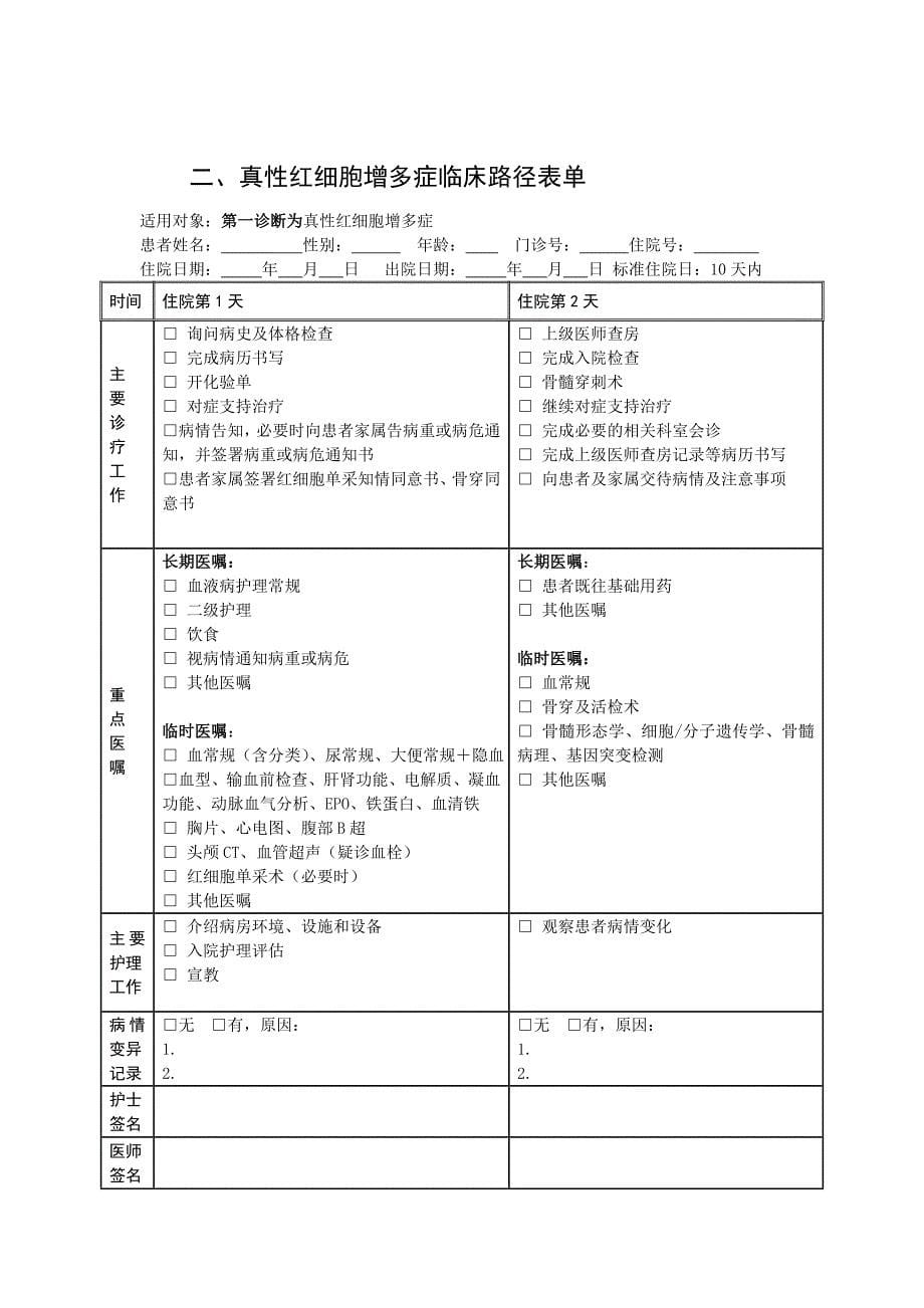 117真性红细胞增多症临床路径_第5页