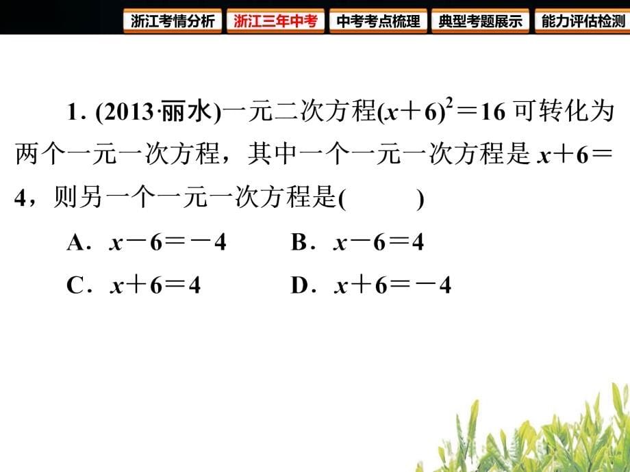 中考一轮 第二章方程(组)与不等式(组)第2课时 一元二次方程_第5页