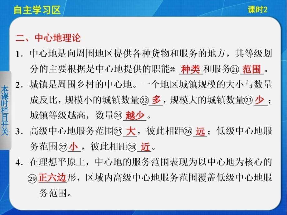 2013-2014高中地理2.1.2 城市功能分区、空间结构与中心地理论 课件(湘教版必修2)_第5页