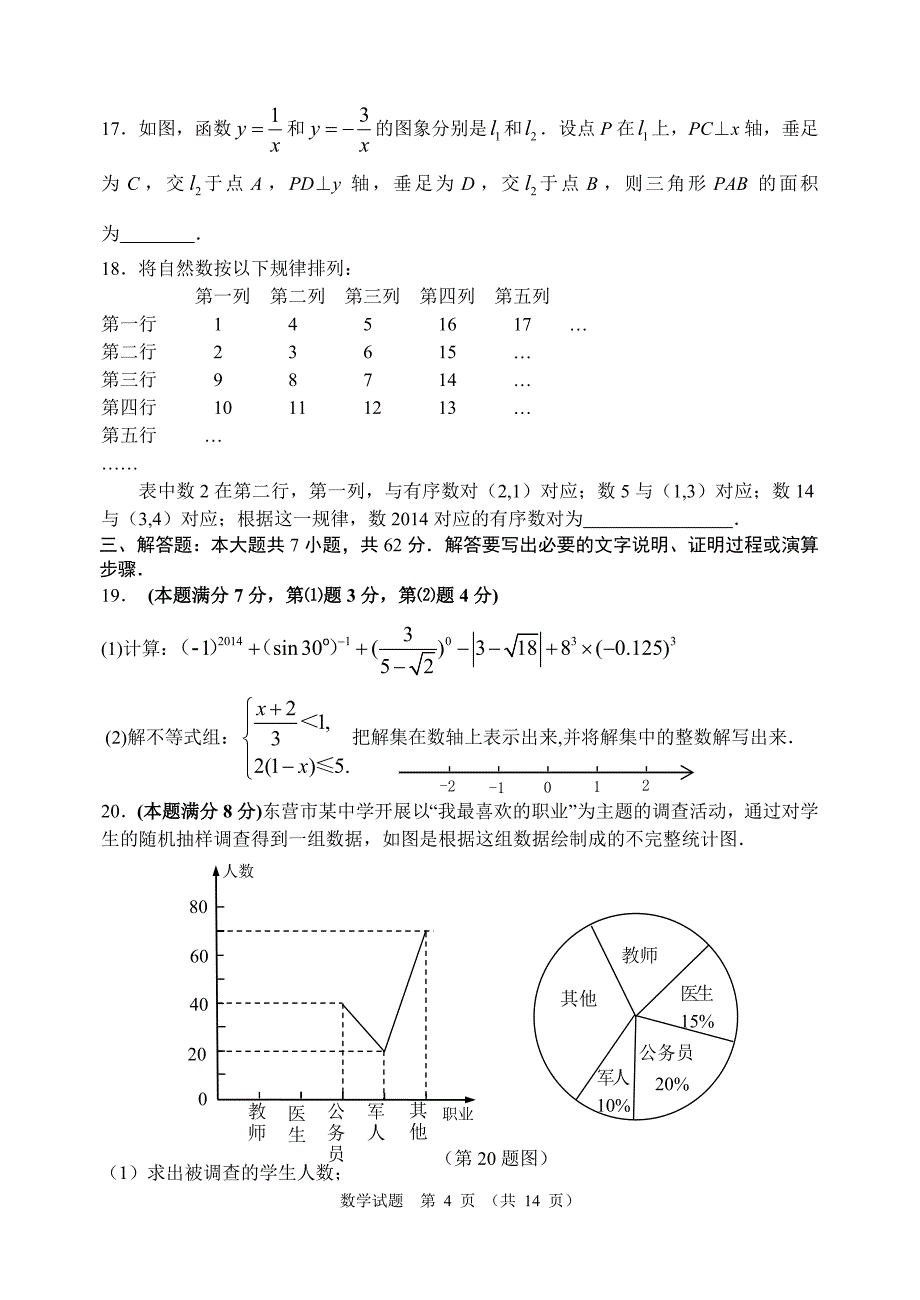 2014年东营市中考数学试题及答案_第4页