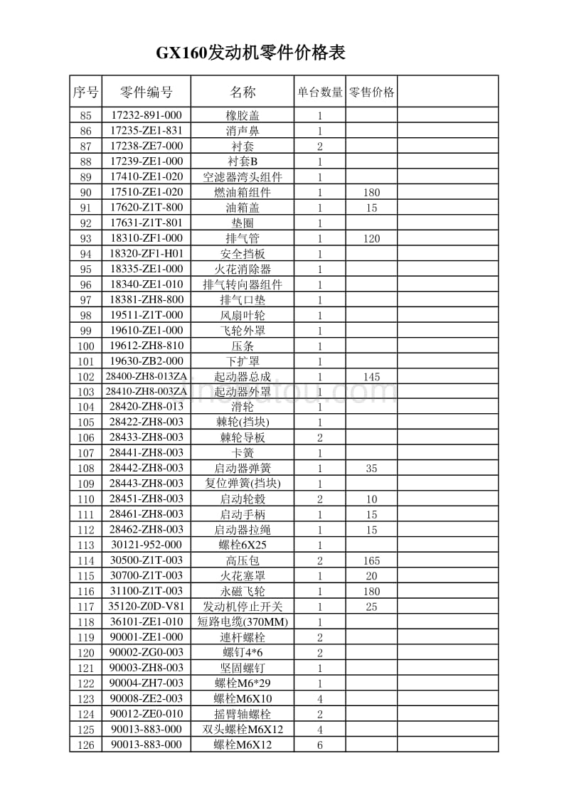 GX发动机零件价编号_第3页