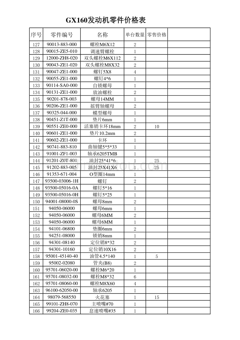 GX发动机零件价编号_第4页