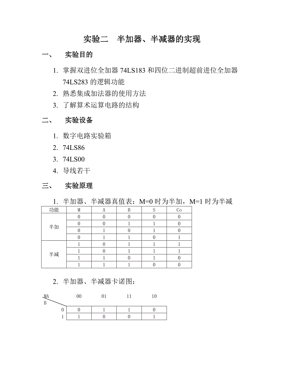 半加器、半减器的实现_第1页