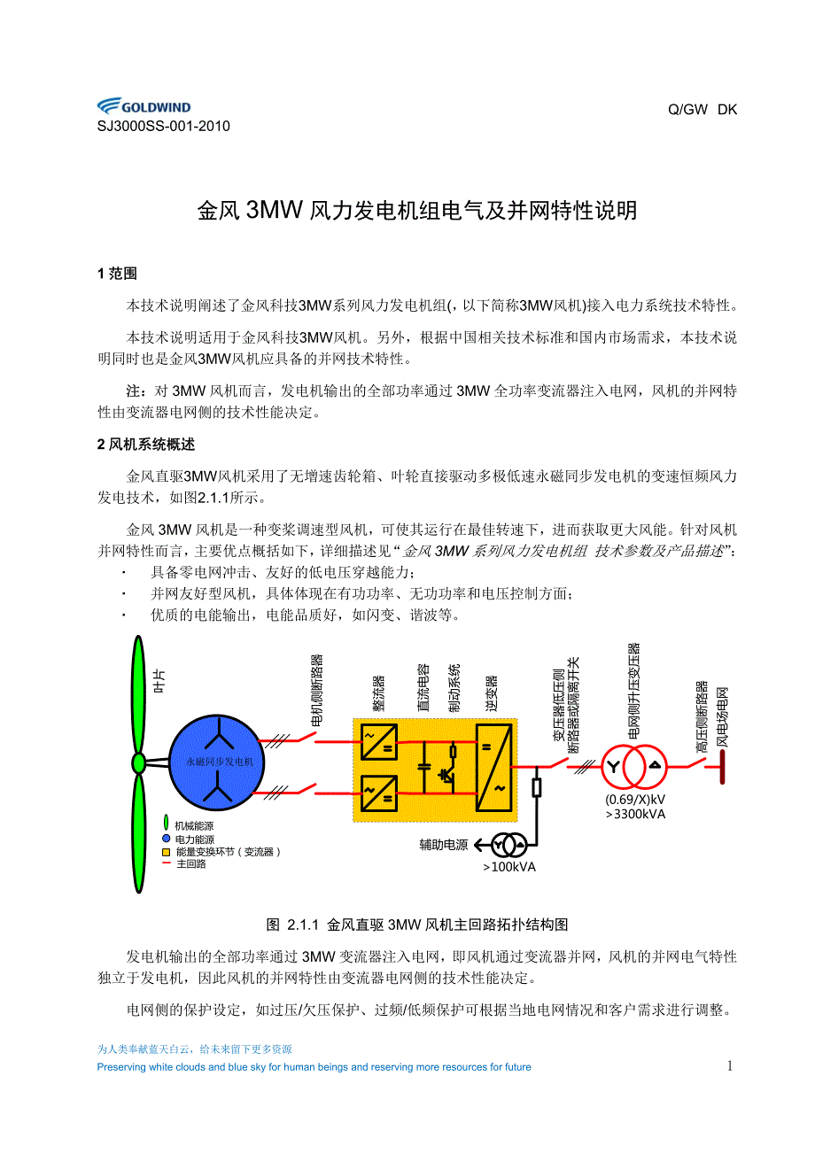 金风3MW机组电气及并网特性说明_第4页