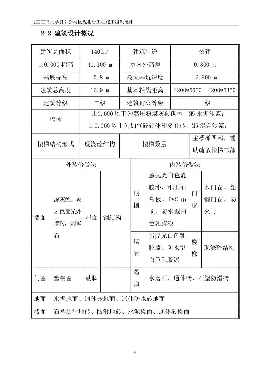 北京工商大学良乡新校区观礼台工程施工组织设计施工组织设计_第5页