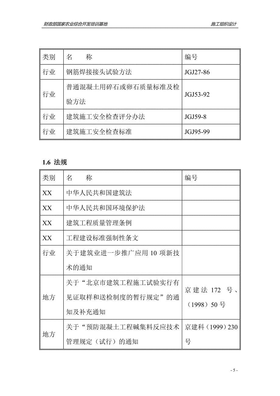 农业综合开发培训基地施工组织设计_第5页