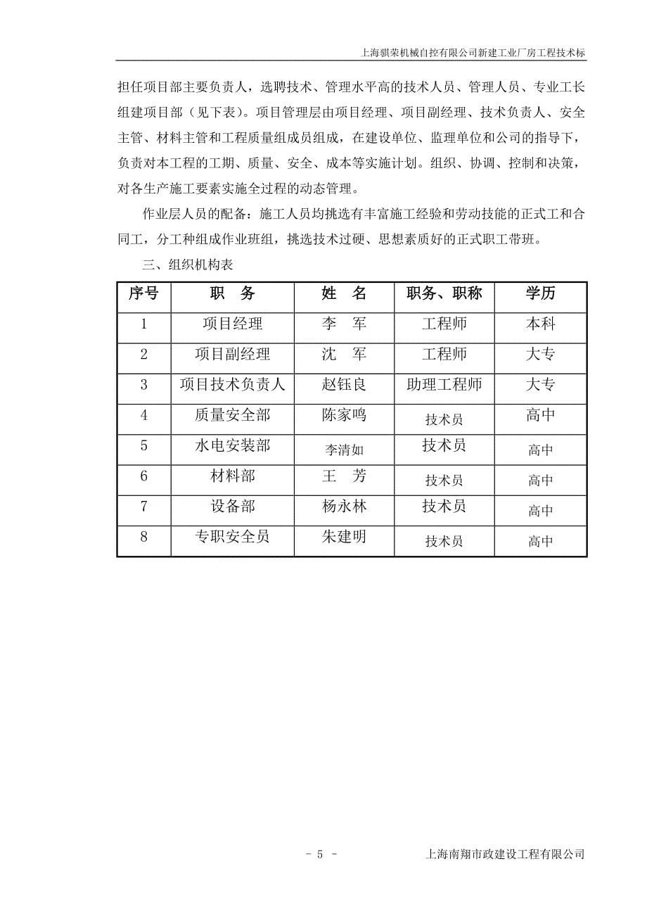 公司新建工业厂房工程施工组织设计_第5页