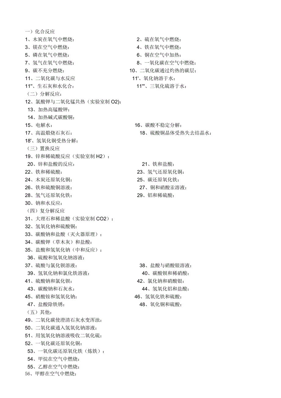 初三第一章化学反应方程式一_第1页