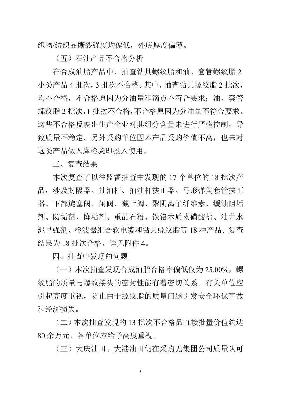 327中国石油天然气集团公司采购产品质量监督抽查通报(2012年第1期)0_第5页