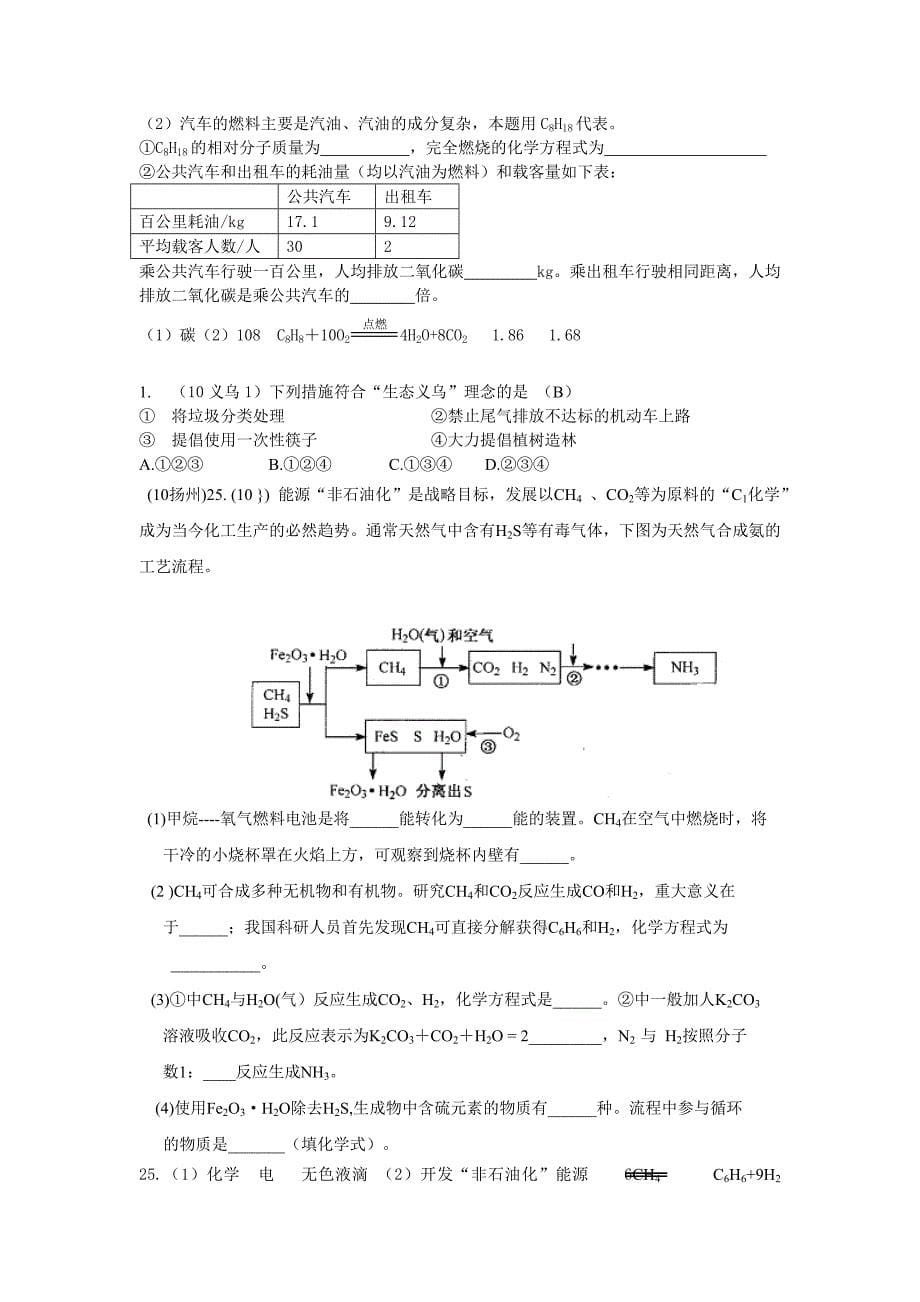 2010年全国中考化学单元汇编之燃料及其利用74734_第5页