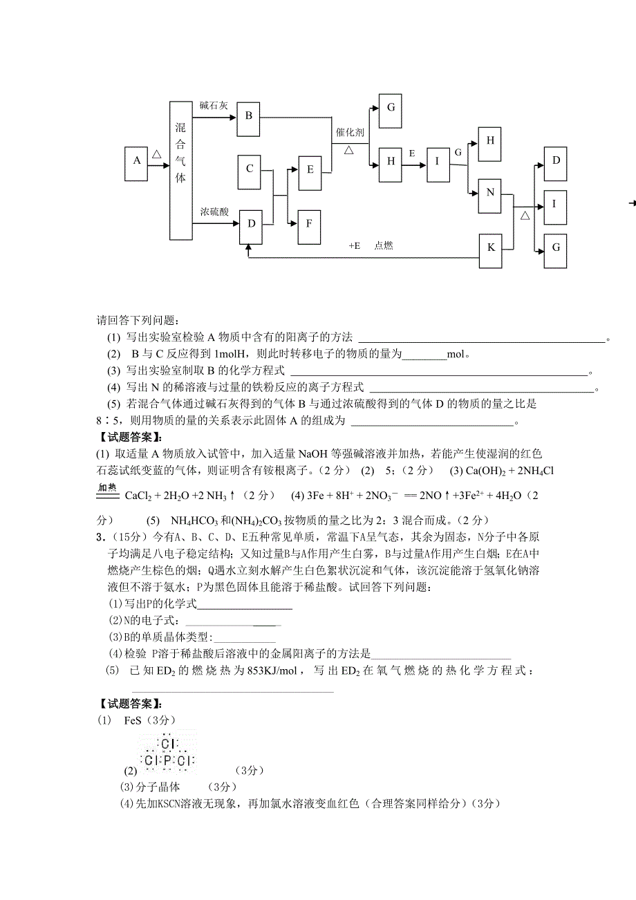 2010年高考化学重点题型强化训练：无机框图二_第2页