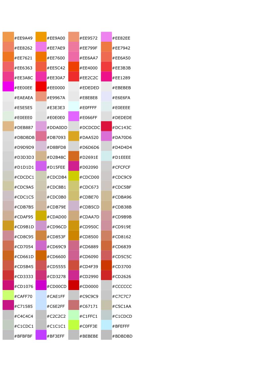 进制颜色代码对照表_第3页
