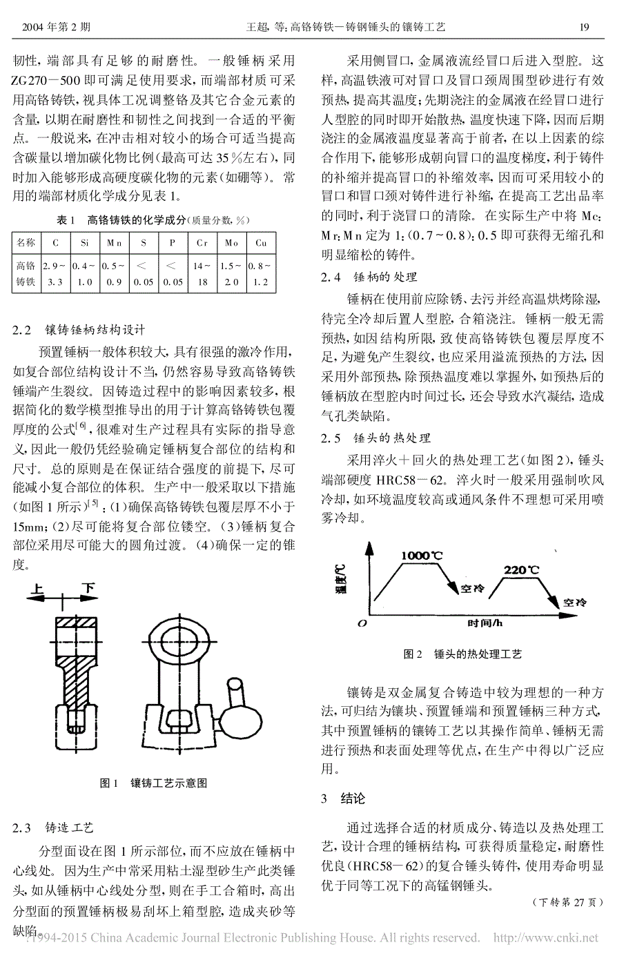 高铬铸铁_铸钢锤头的镶铸工艺_王超_第2页