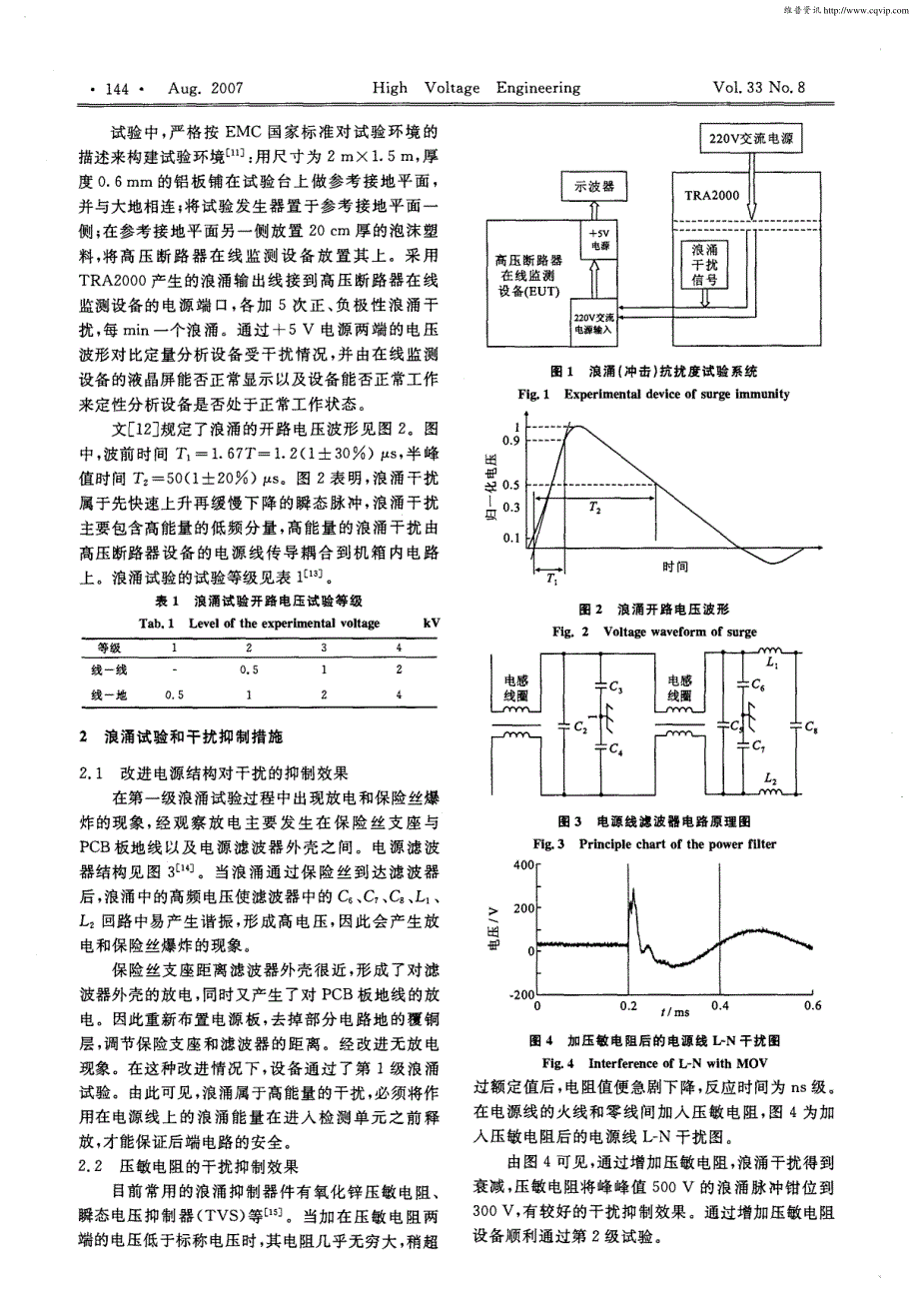 高压断路器在线监测设备浪涌抗扰度试验_第2页