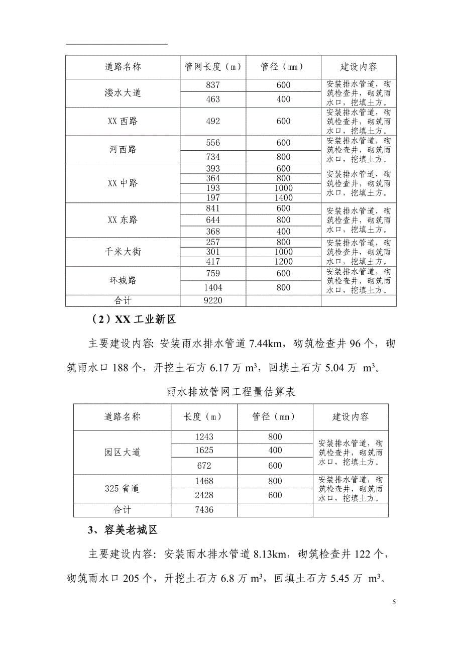 某县城区雨水主干管工程建设项目可行性研究报告_第5页