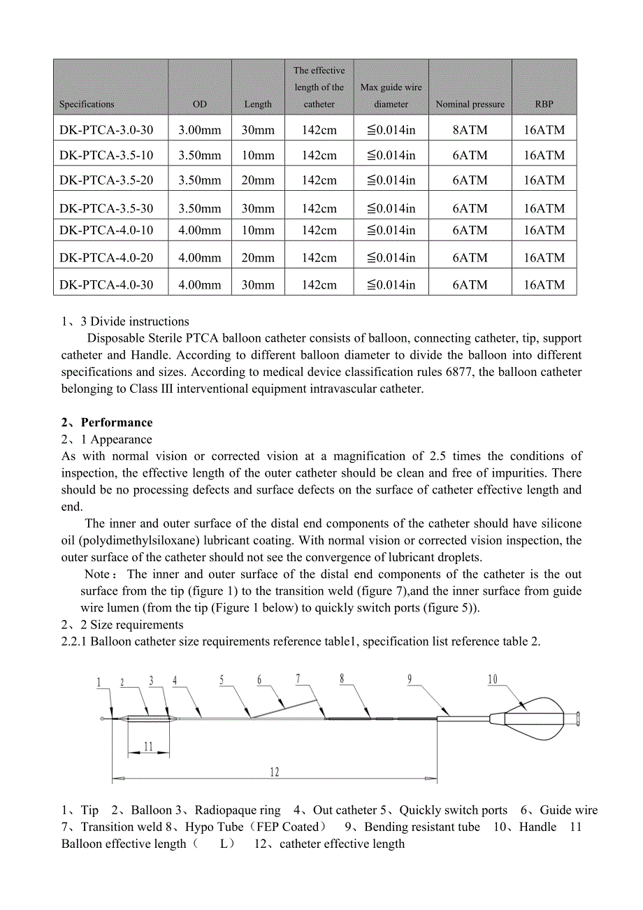 11.1 PTCA球囊扩张导管技术要求英文翻译_第2页