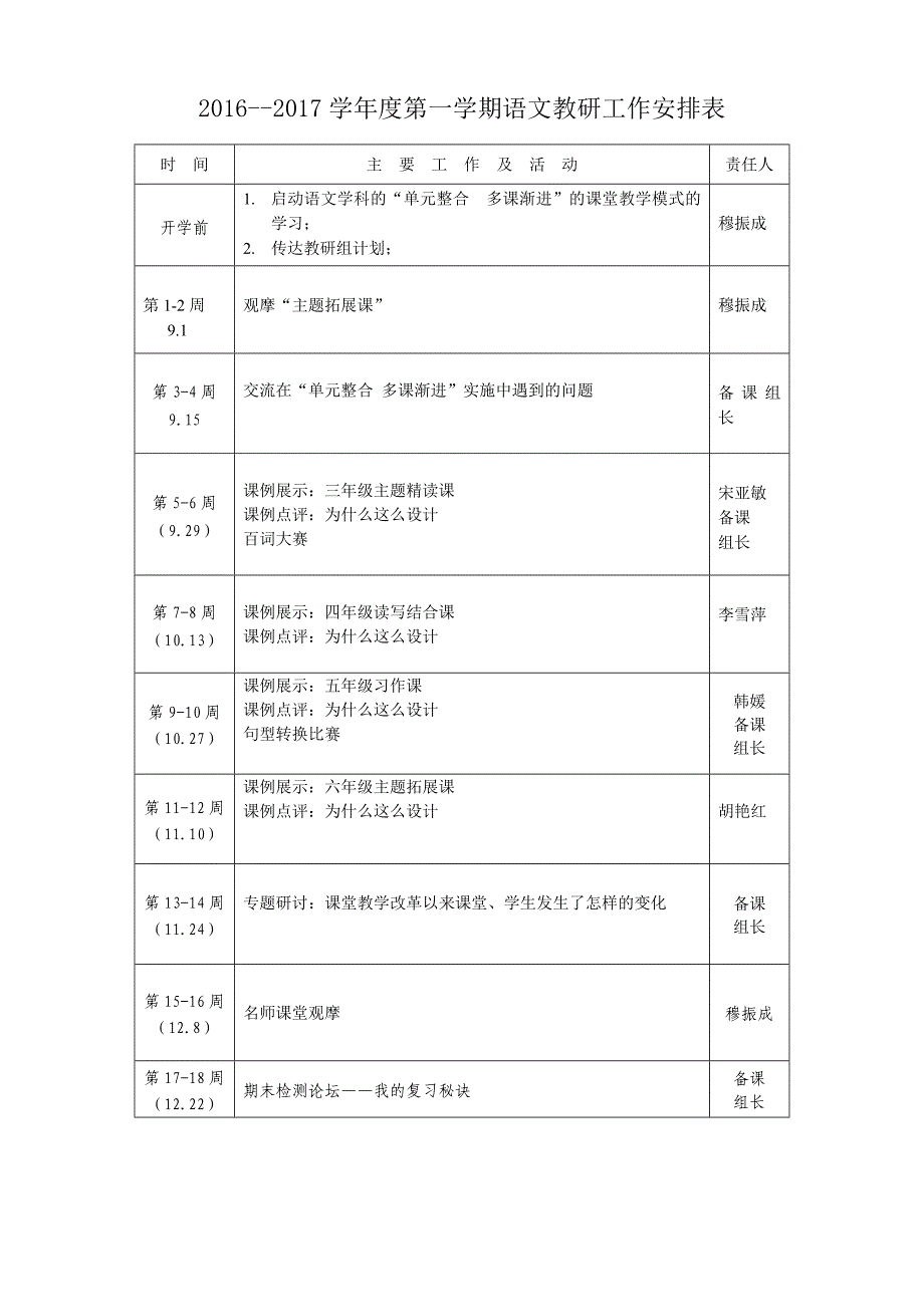 2016—2017学年第一学期语文教研工作计划_第3页