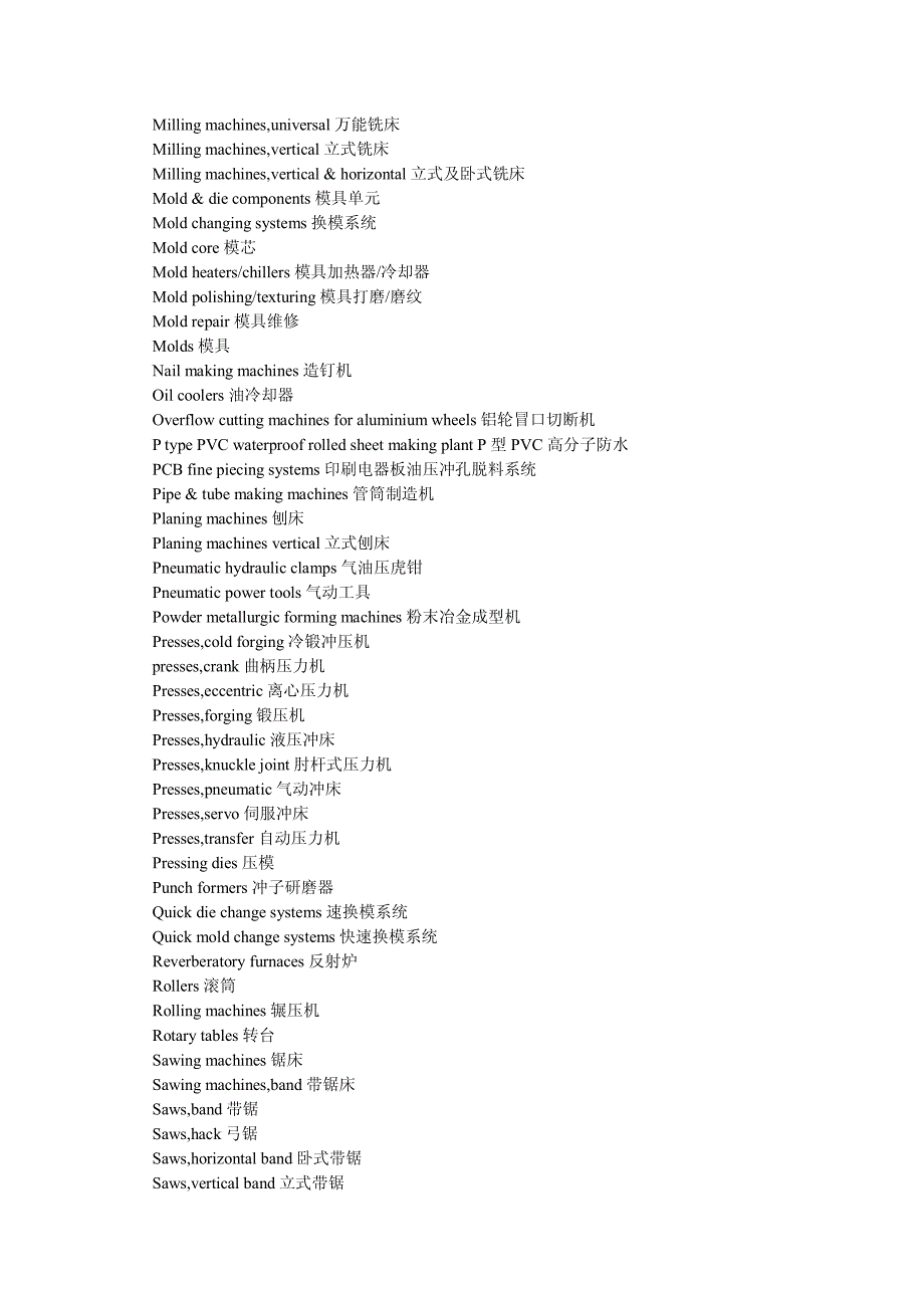 机床名词英汉对照表_第4页