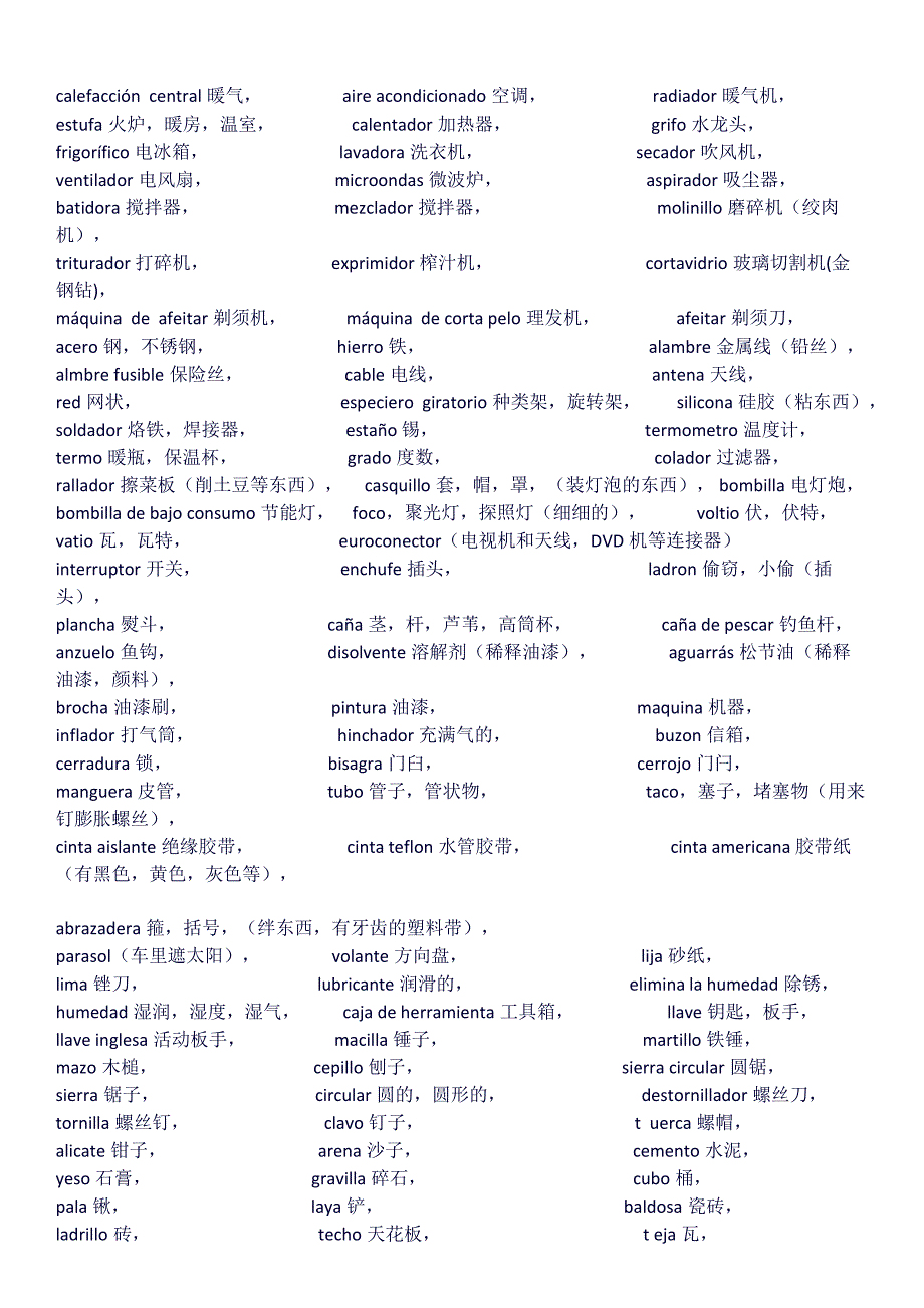 家具词汇西班牙语_第1页