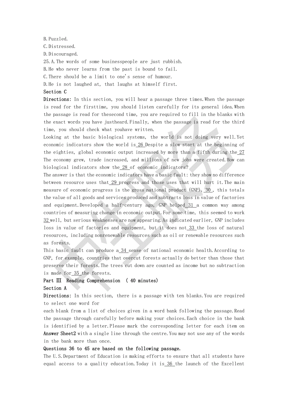 2015年6月英语四级考试真题(第一套).doc_第4页