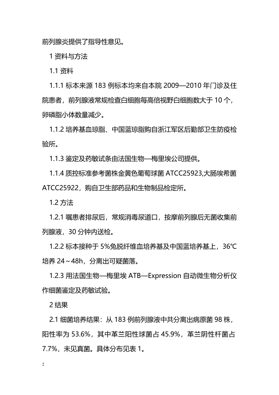 183例前列腺液细菌培养及药敏结果分析_第2页