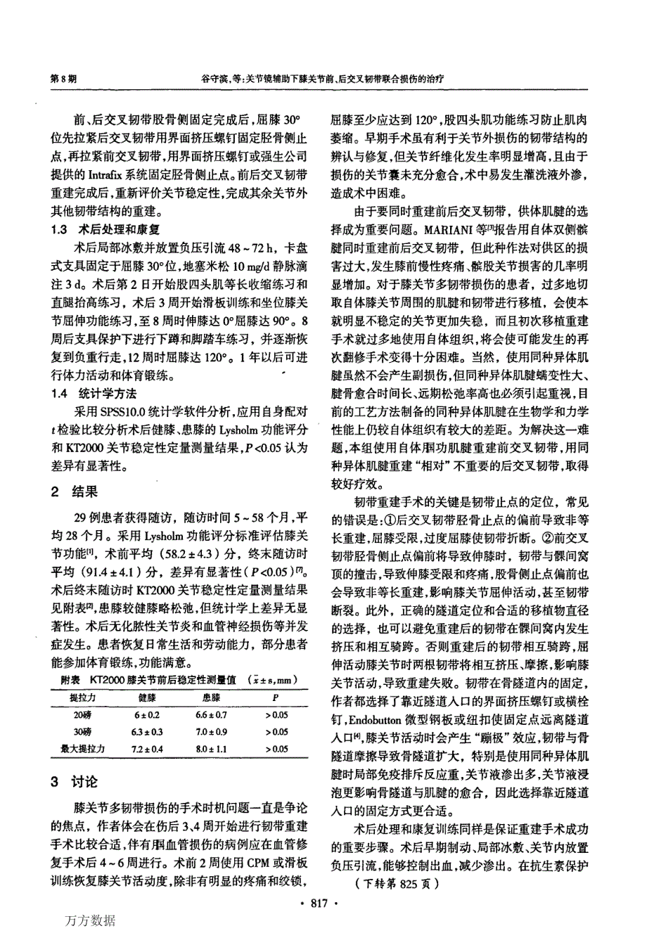 关节镜辅助下膝关节前、后交叉韧带联合损伤的治疗_第3页