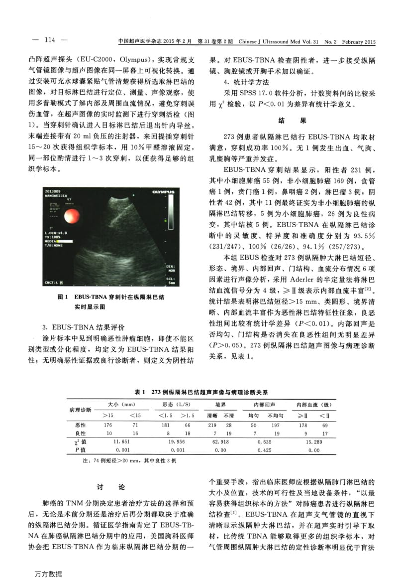 超声支气管镜引导穿刺纵隔淋巴结的价值2015_第2页