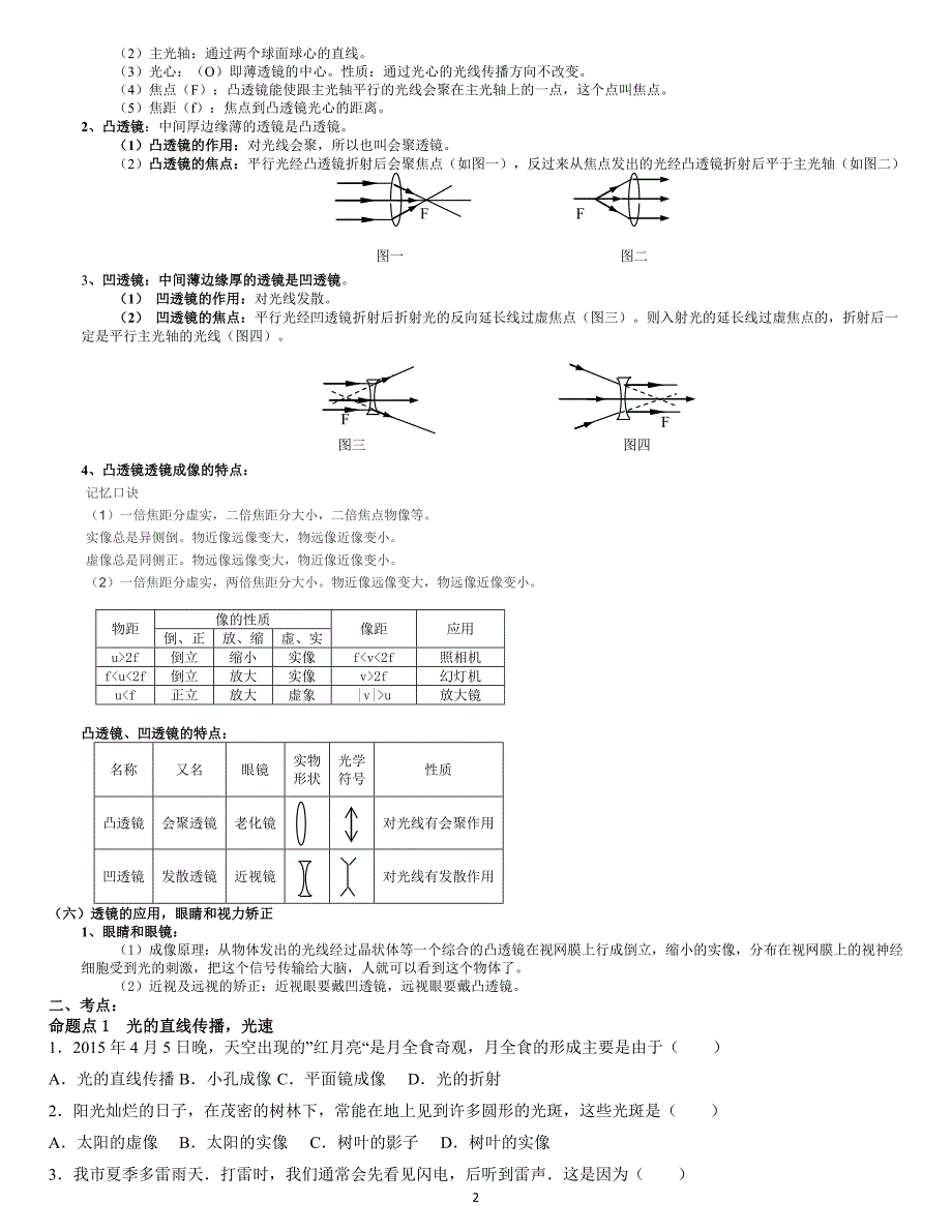 中考物理复习专题光学_第2页