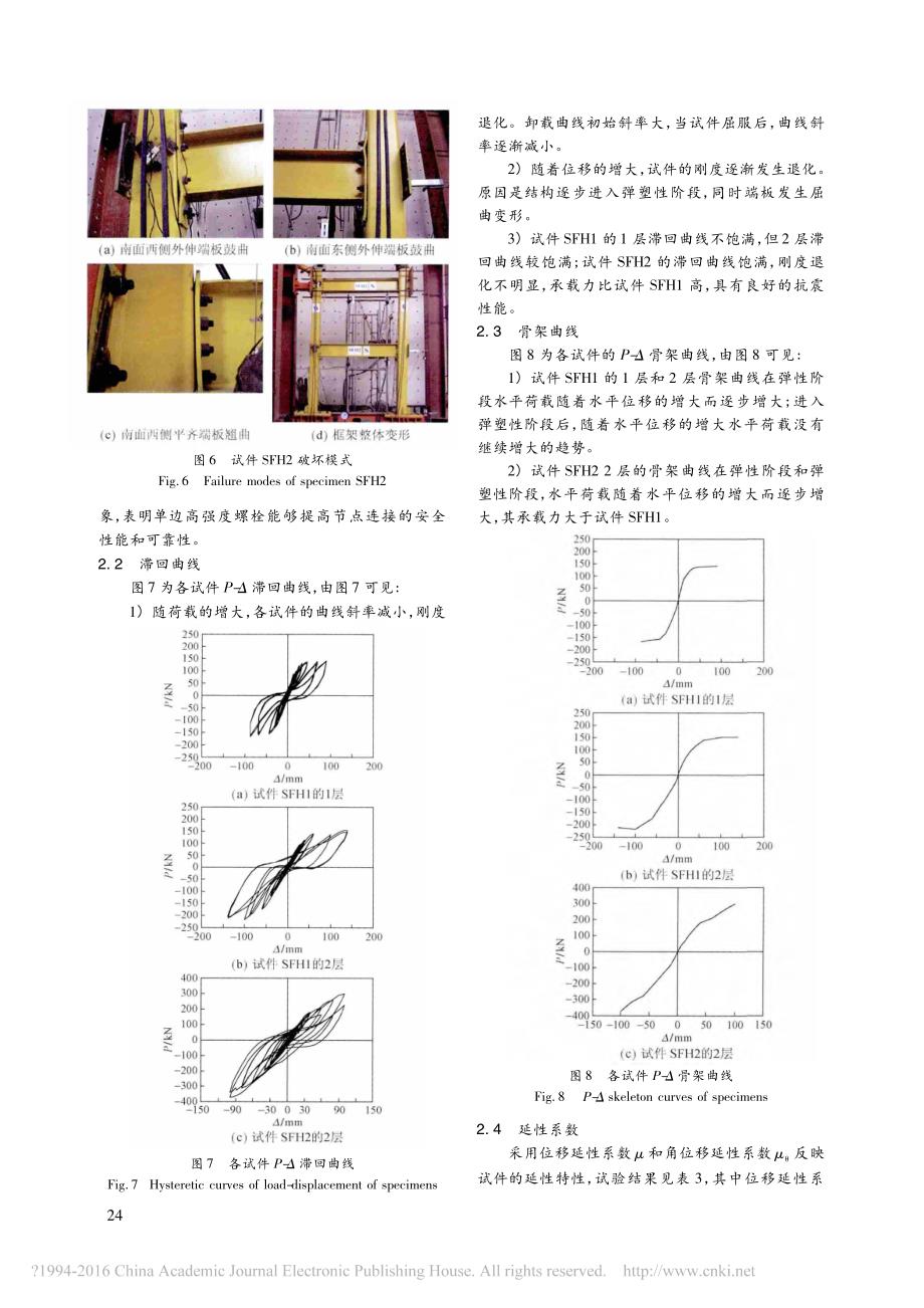 半刚性钢管混凝土框架抗震性能试验研究_王静峰_第4页